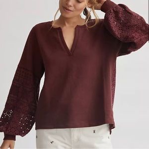 Anthropologie Eyelet Sweatshirt